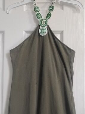 Y2K Like New, Green Maxi Dress With Beaded Neckline, Size S